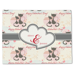 Cats in Love Single-Sided Linen Placemat - Single w/ Couple's Names
