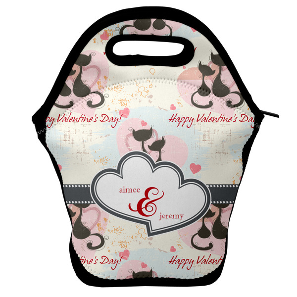Custom Cats in Love Lunch Bag w/ Couple's Names