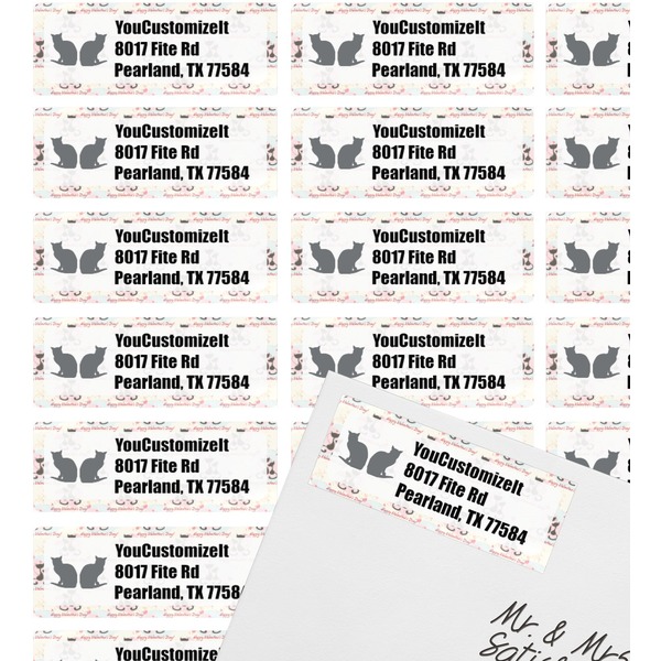 Cats in Love Mailing Label on Envelope - Multiple Labels