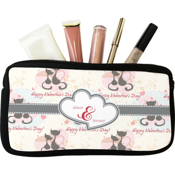Custom Cats in Love Makeup / Cosmetic Bag - Small (Personalized)