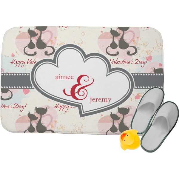 Custom Cats in Love Memory Foam Bath Mat (Personalized)