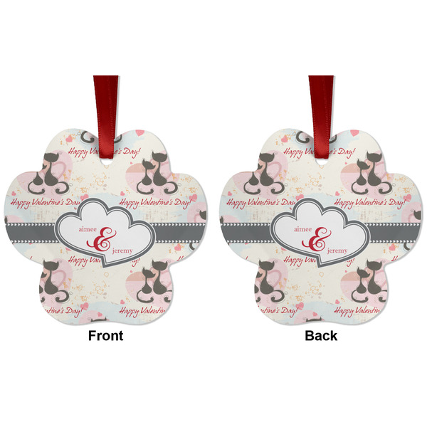 Cats in Love Metal Paw Ornament - Front and Back