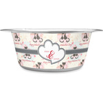 Cats in Love Stainless Steel Dog Bowl - Large (Personalized)