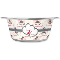 Cats in Love Stainless Steel Dog Bowl (Personalized)