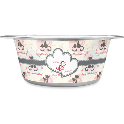 Cats in Love Stainless Steel Dog Bowl (Personalized)