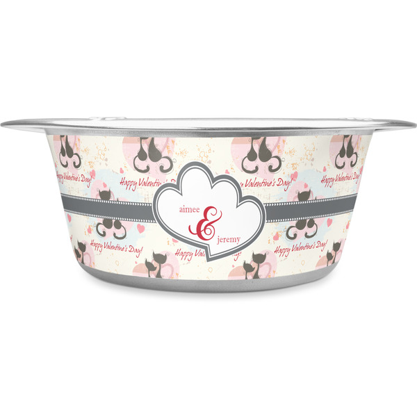 Custom Cats in Love Stainless Steel Dog Bowl - Large (Personalized)