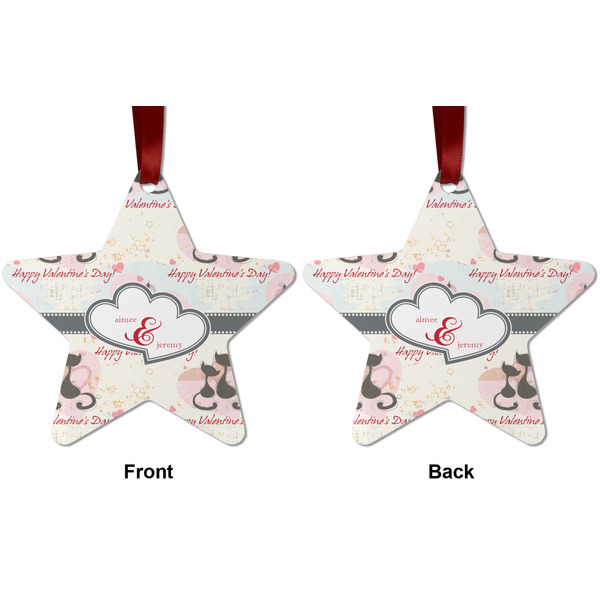 Cats in Love Metal Star Ornament - Front and Back