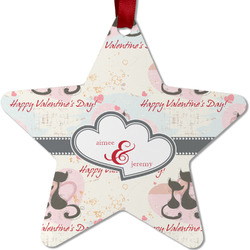 Cats in Love Metal Star Ornament - Double Sided w/ Couple's Names