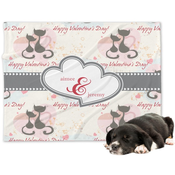 Custom Cats in Love Dog Blanket - Large (Personalized)