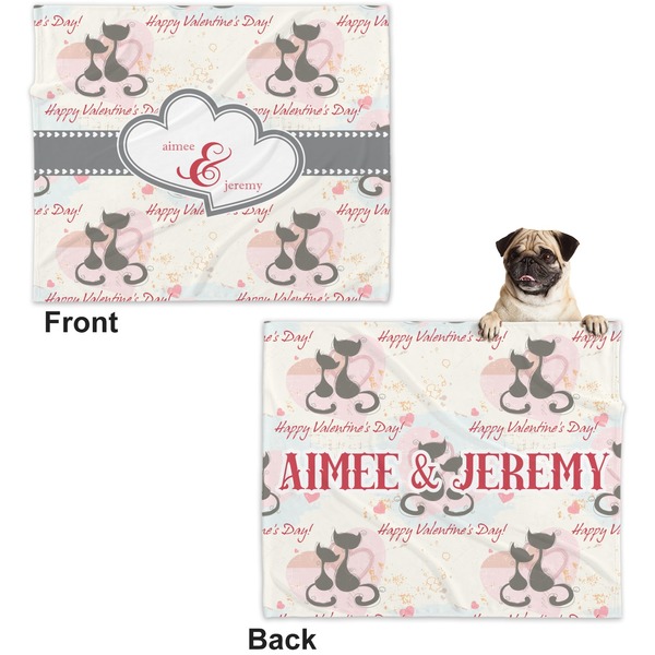 Cats in Love Microfleece Dog Blanket - Large- Front & Back