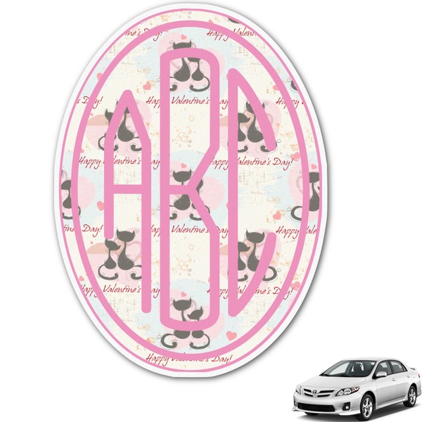 Custom Cats in Love Monogram Car Decal (Personalized)