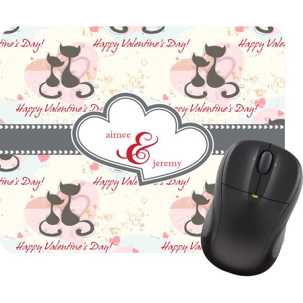 Custom Cats in Love Rectangular Mouse Pad (Personalized)