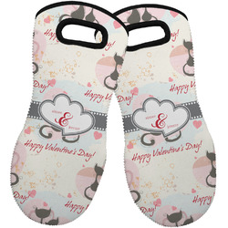 Cats in Love Neoprene Oven Mitts - Set of 2 w/ Couple's Names