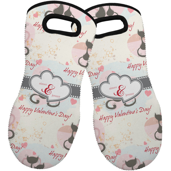 Cats in Love Neoprene Oven Mitt -Set of 2 - Front