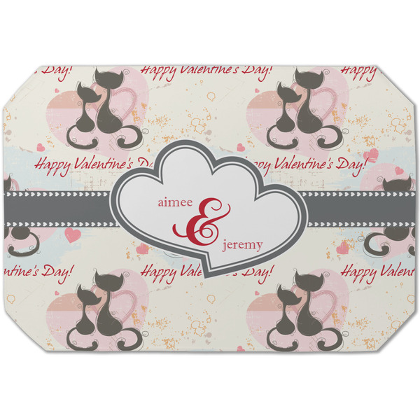 Custom Cats in Love Dining Table Mat - Octagon (Single-Sided) w/ Couple's Names