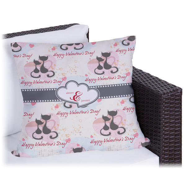 Custom Cats in Love Outdoor Pillow - 18" (Personalized)