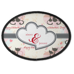 Cats in Love Iron On Oval Patch w/ Couple's Names