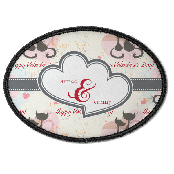 Custom Cats in Love Iron On Oval Patch w/ Couple's Names