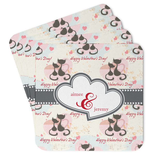 Custom Cats in Love Paper Coasters (Personalized)