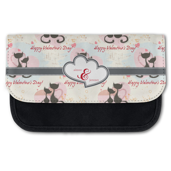 Custom Cats in Love Canvas Pencil Case w/ Couple's Names