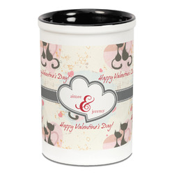 Cats in Love Ceramic Pencil Holders - Black