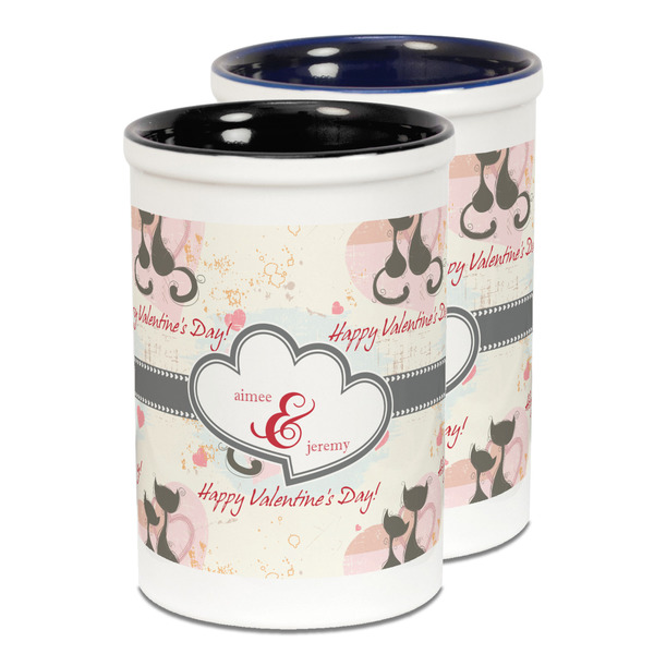 Custom Cats in Love Ceramic Pencil Holder - Large