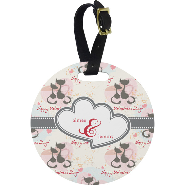 Custom Cats in Love Plastic Luggage Tag - Round (Personalized)