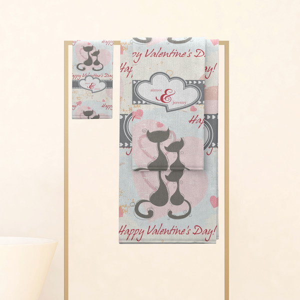 Cats in Love Personalized Towel Set
