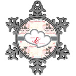 Cats in Love Vintage Snowflake Ornament (Personalized)