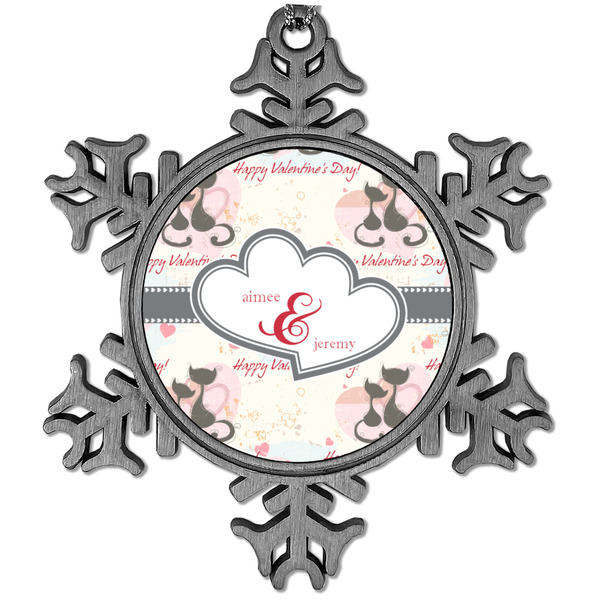 Custom Cats in Love Vintage Snowflake Ornament (Personalized)