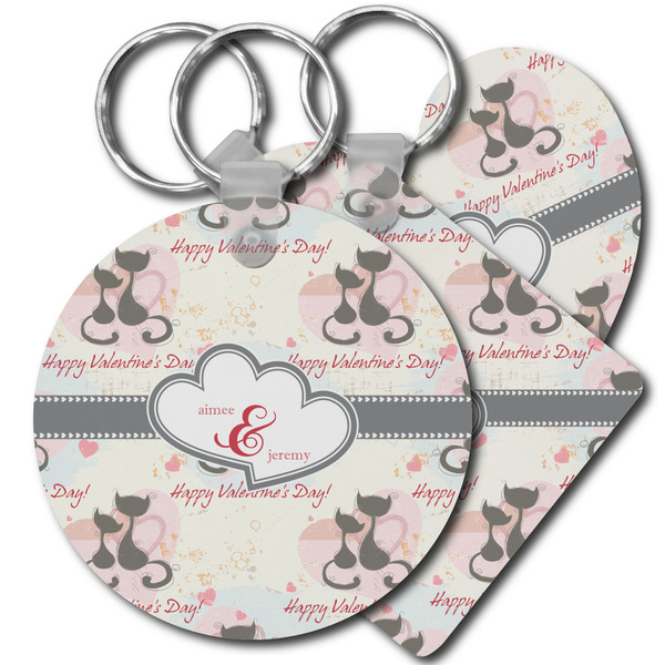 Custom Cats in Love Plastic Keychain (Personalized)
