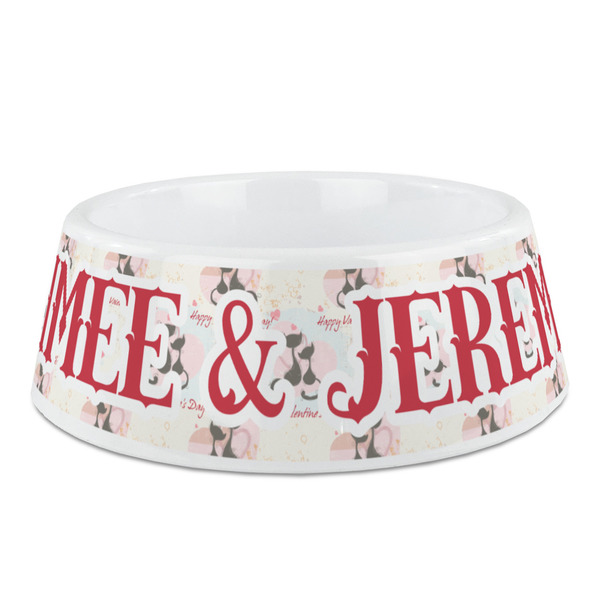 Custom Cats in Love Plastic Dog Bowl (Personalized)