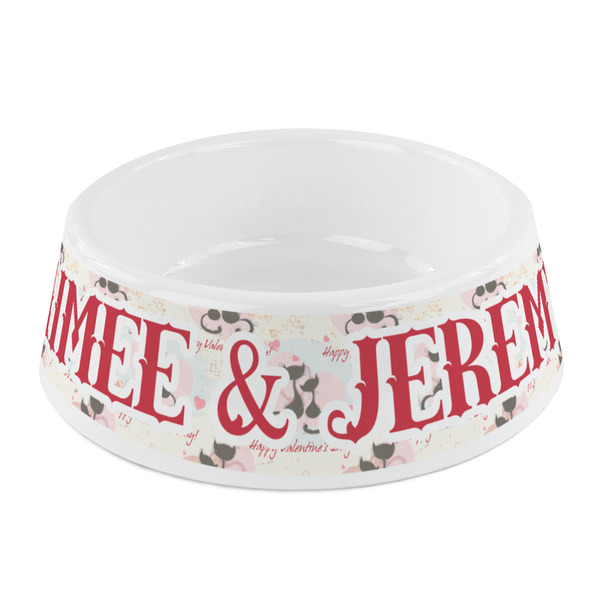 Custom Cats in Love Plastic Dog Bowl - Small (Personalized)
