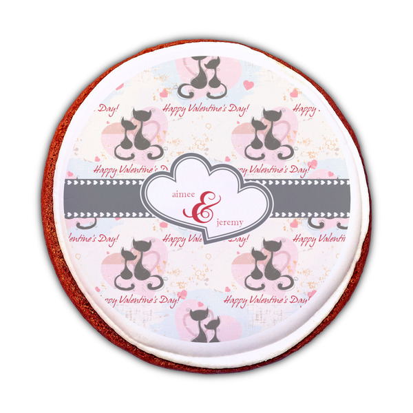Cats in Love Printed Icing Circle - Medium - On Cookie