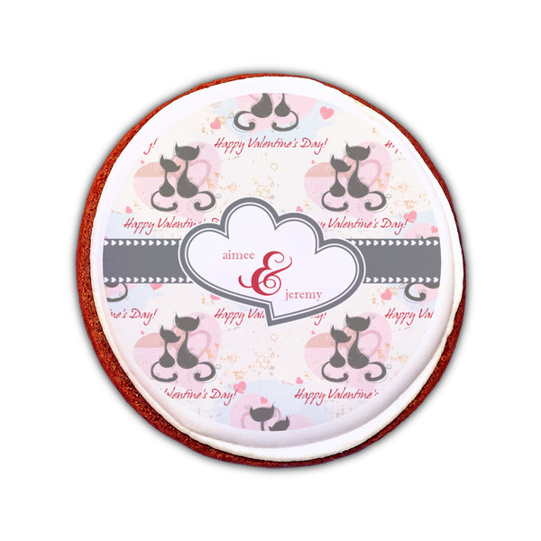 Cats in Love Printed Icing Circle - Small - On Cookie