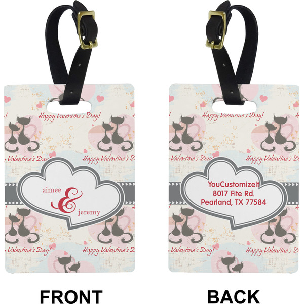 Cats in Love Rectangle Luggage Tag (Front + Back)