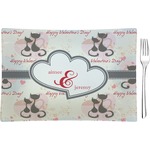 Cats in Love Rectangular Glass Appetizer / Dessert Plate - Single or Set (Personalized)