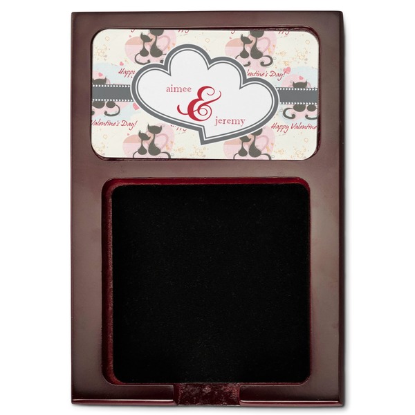 Cats in Love Red Mahogany Sticky Note Holder - Flat