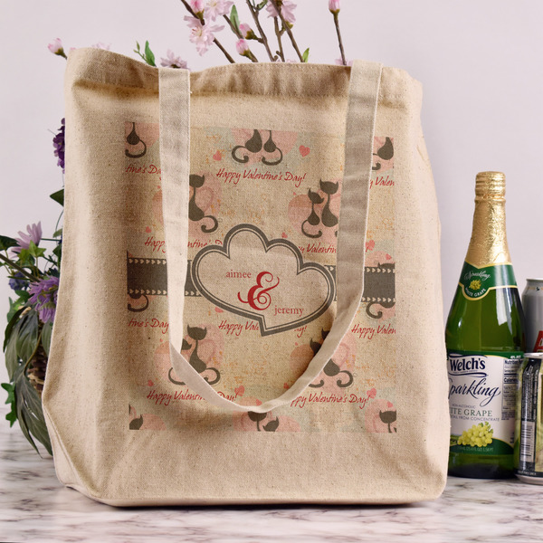 Cats in Love Reusable Cotton Grocery Bag - In Context