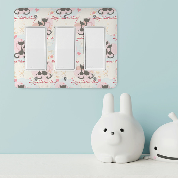 Cats in Love Rocker Light Switch Covers - Triple - IN CONTEXT