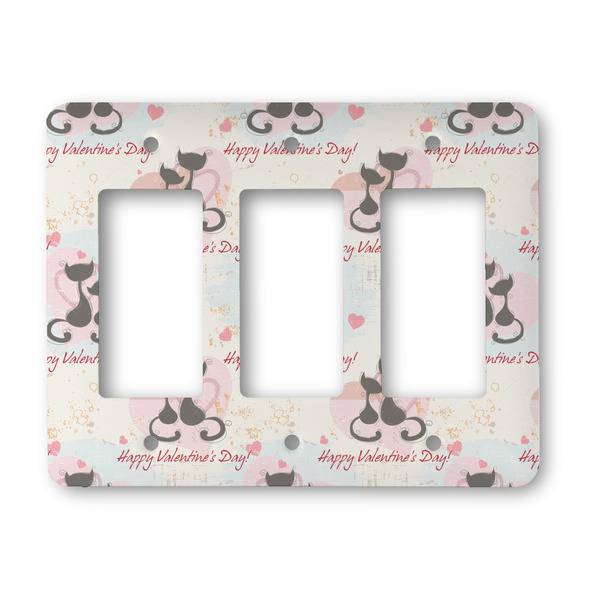 Custom Cats in Love Rocker Style Light Switch Cover - Three Switch