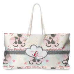 Cats in Love Large Tote Bag with Rope Handles (Personalized)