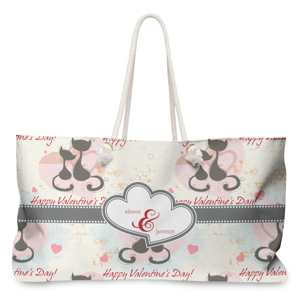 Custom Cats in Love Large Tote Bag with Rope Handles (Personalized)
