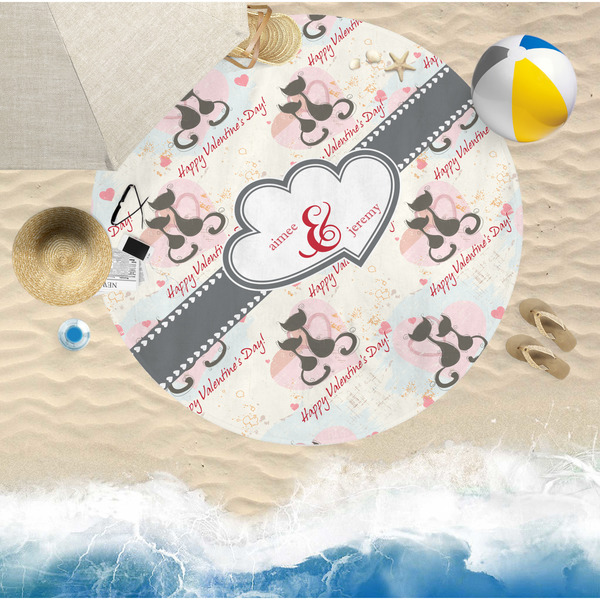 Cats in Love Round Beach Towel Lifestyle
