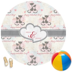 Cats in Love Round Beach Towel (Personalized)