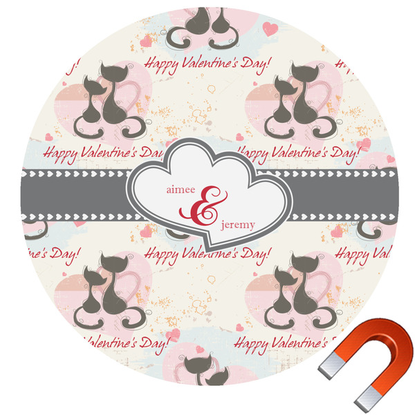 Custom Cats in Love Round Car Magnet - 6" (Personalized)