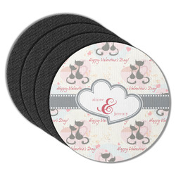 Cats in Love Round Rubber Backed Coasters - Set of 4 (Personalized)