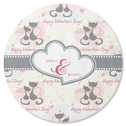 Cats in Love Round Rubber Backed Coaster (Personalized)