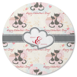 Cats in Love Round Rubber Backed Coaster (Personalized)