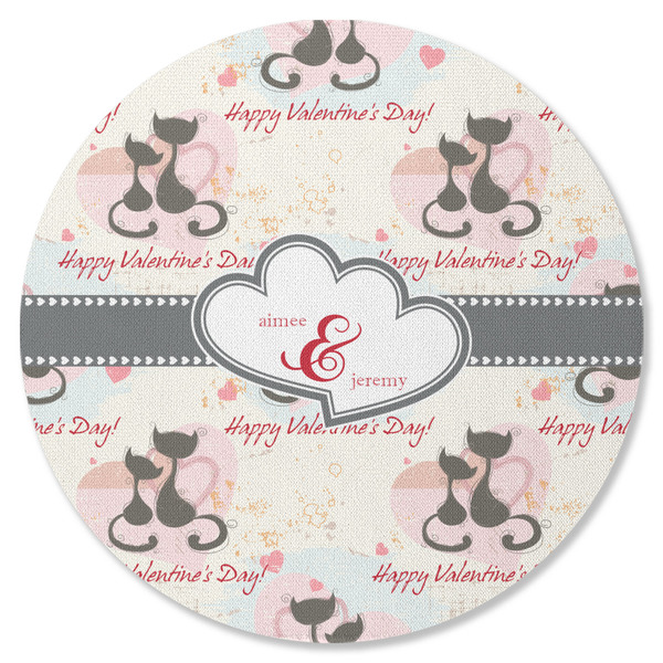 Cats in Love Round Coaster Rubber Back - Single